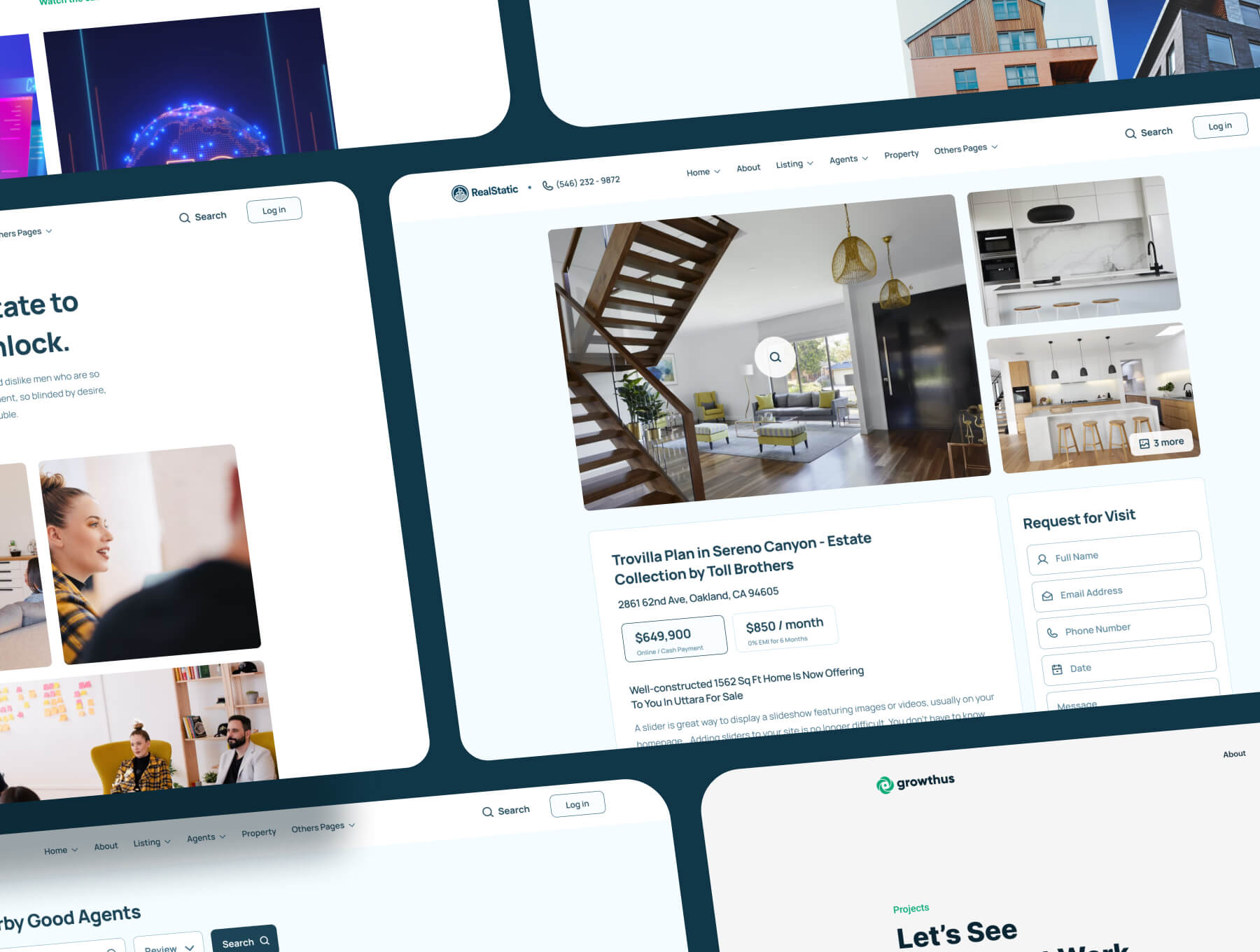 包括前端代码的绿色地产主题网页设计模板素材包（Figma）