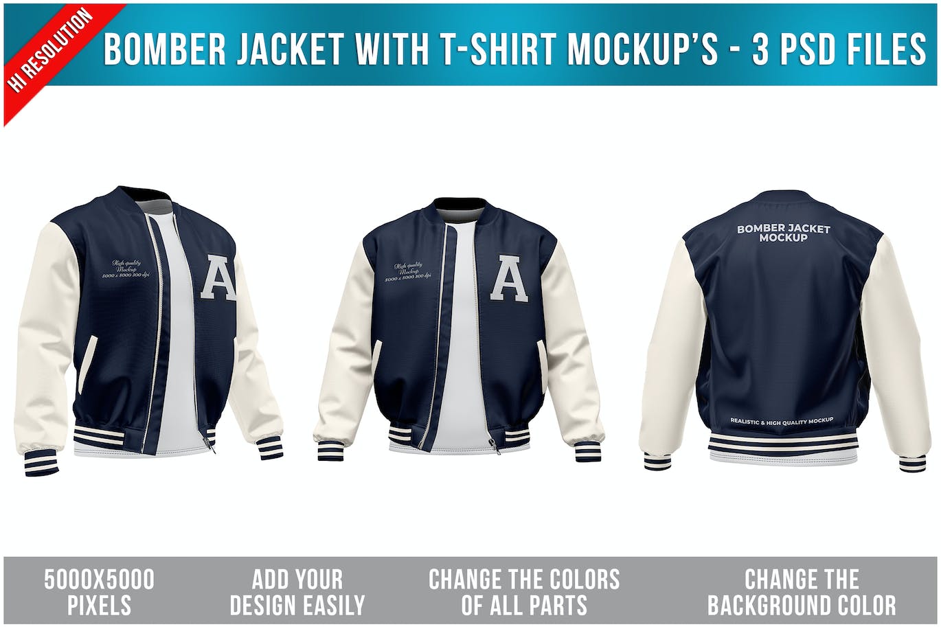 带T恤样机的飞行员夹克PSD素材包-1 带T恤样机的飞行员夹克PSD素材包