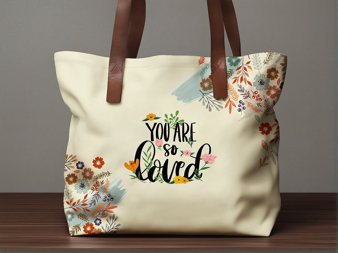 逼真皮革质感手提袋PSD样机素材包