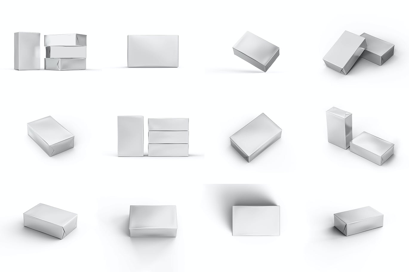 7个逼真有质感的3D黄油箔包装PSD模型素材