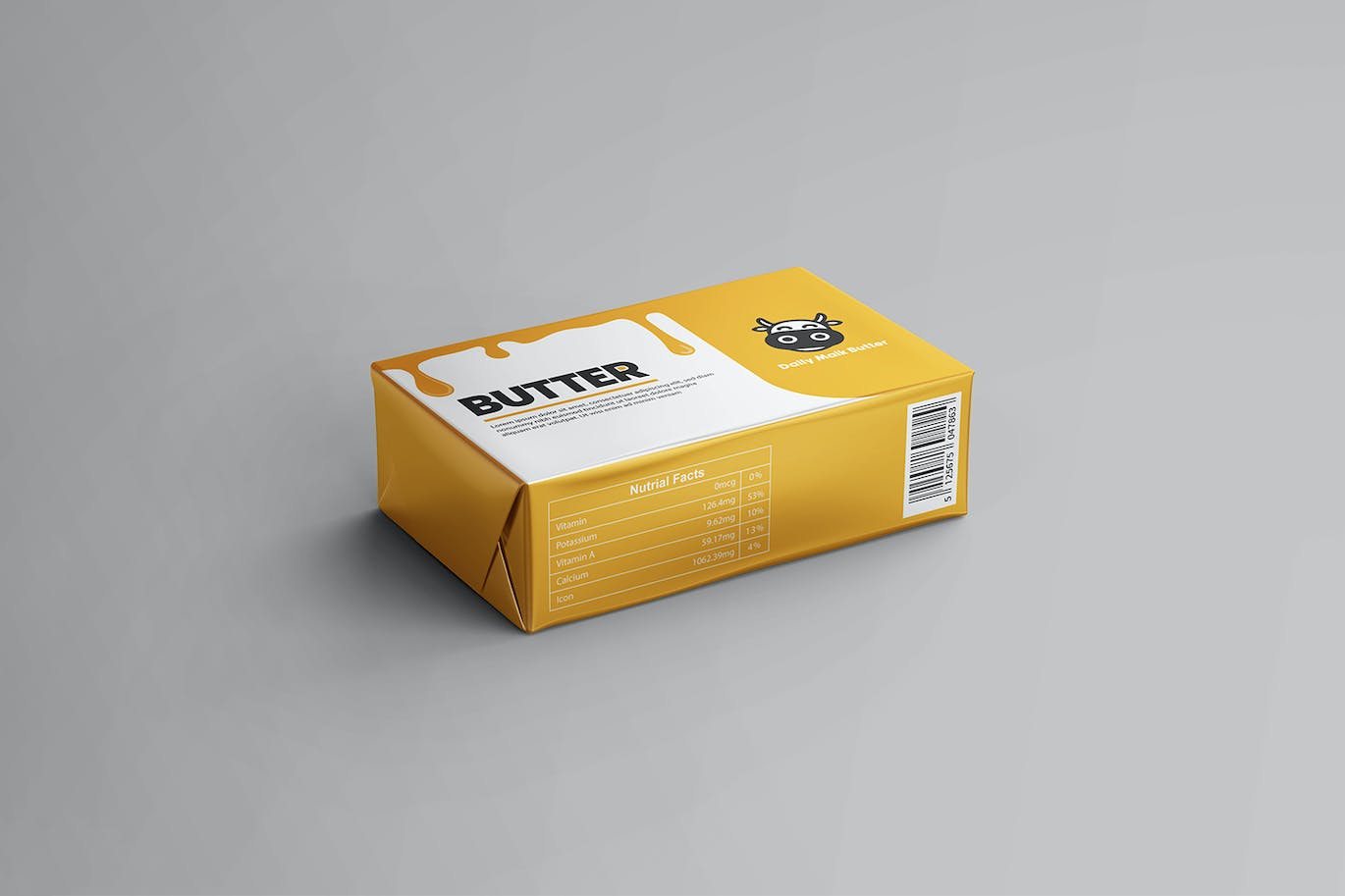 7个逼真有质感的3D黄油箔包装PSD模型素材