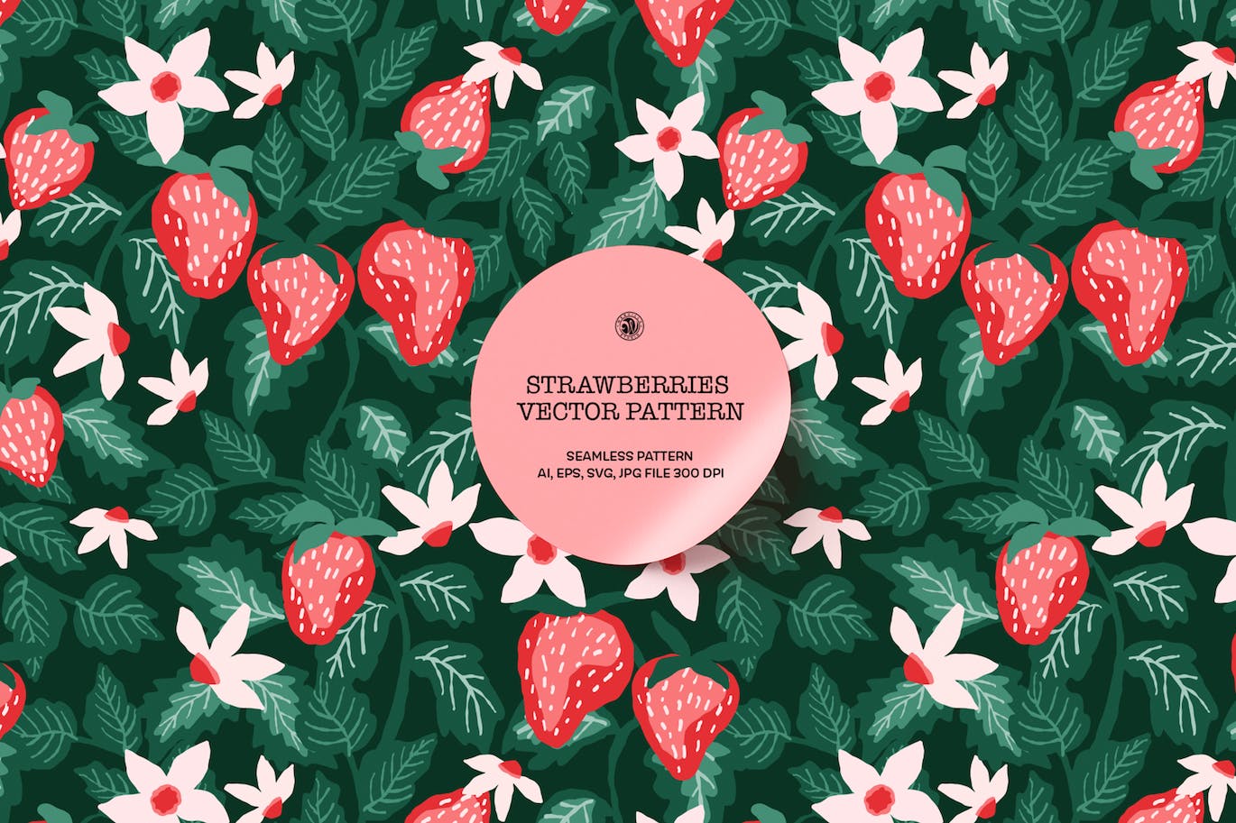 可爱的矢量草莓图案背景素材包（AI,EPS,JPG,SVG）