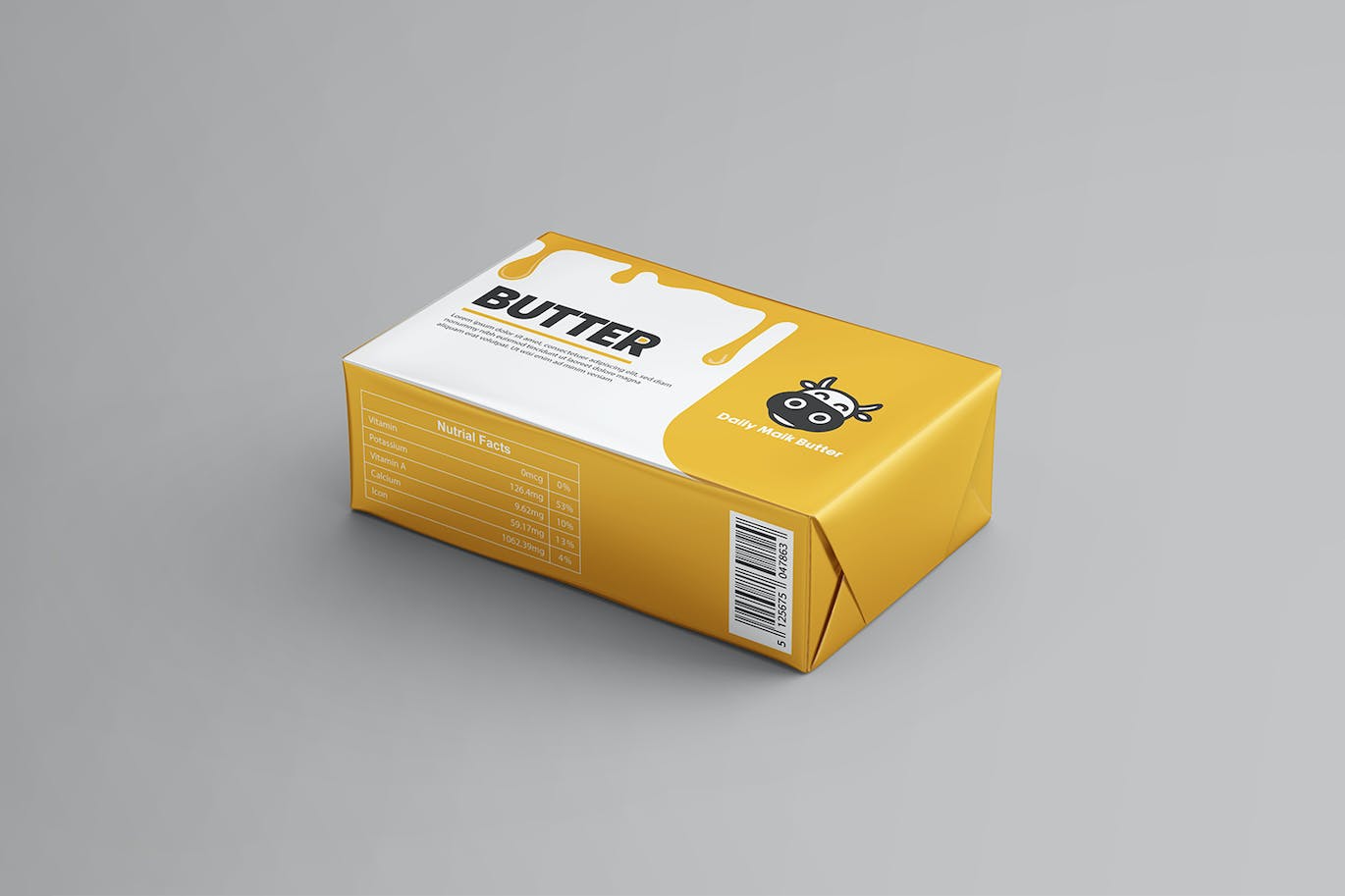 7个逼真有质感的3D黄油箔包装PSD模型素材