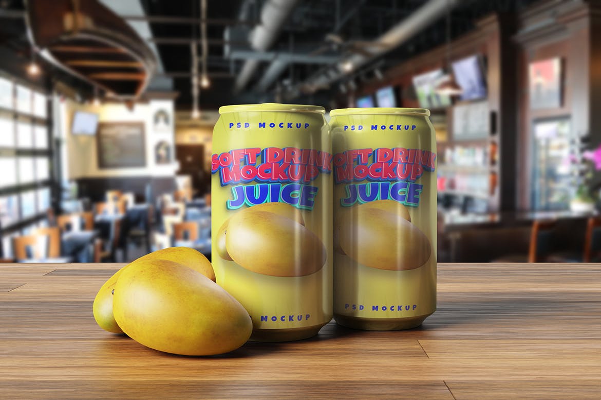 带产品真实场景果汁饮料罐PSD样机素材-2 带产品真实场景果汁饮料罐PSD样机素材