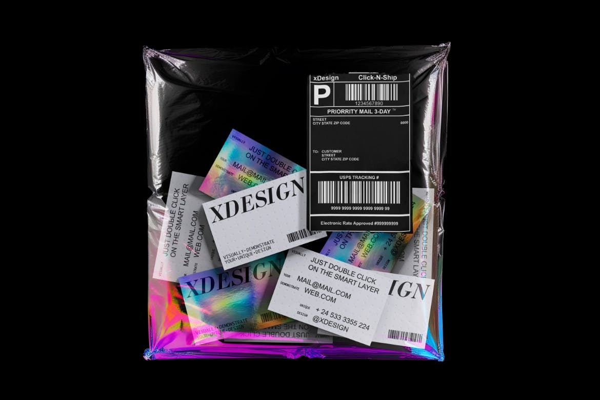 高级感满满的全息品牌标识模型PSD样机素材包