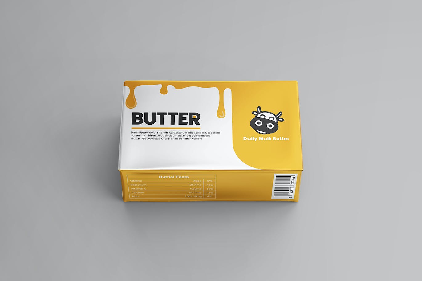 7个逼真有质感的3D黄油箔包装PSD模型素材