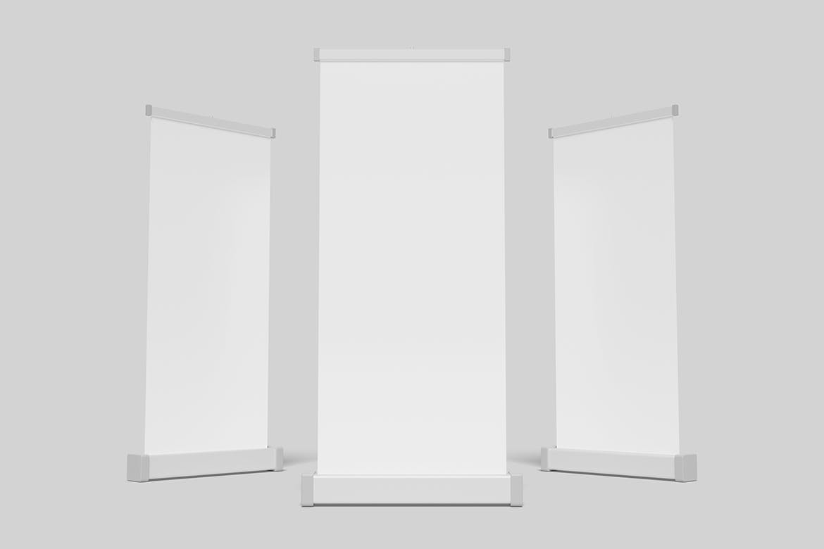 简洁干净的易拉宝横幅PSD样机素材包