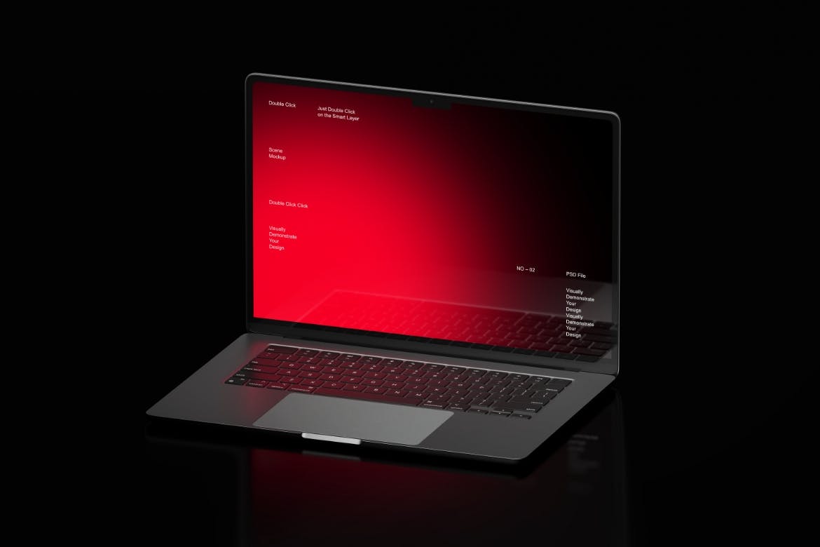 黑色场景MacBook电脑金属质感样机PSD素材包