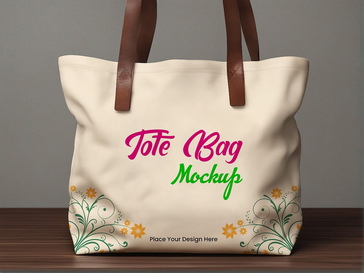 逼真皮革质感手提袋PSD样机素材包