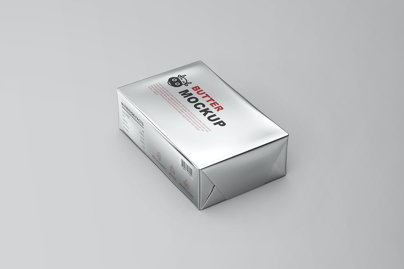 7个逼真有质感的3D黄油箔包装PSD模型素材