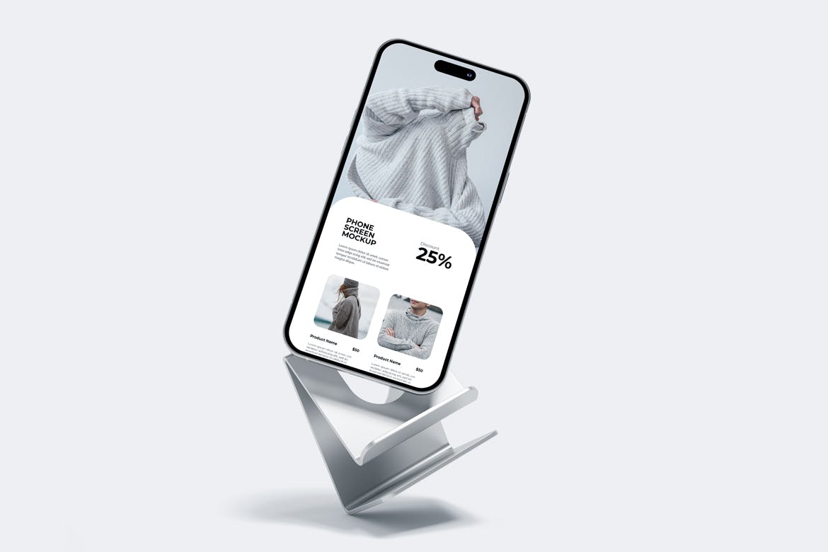 6个带手机支架的手机展示样机PSD素材