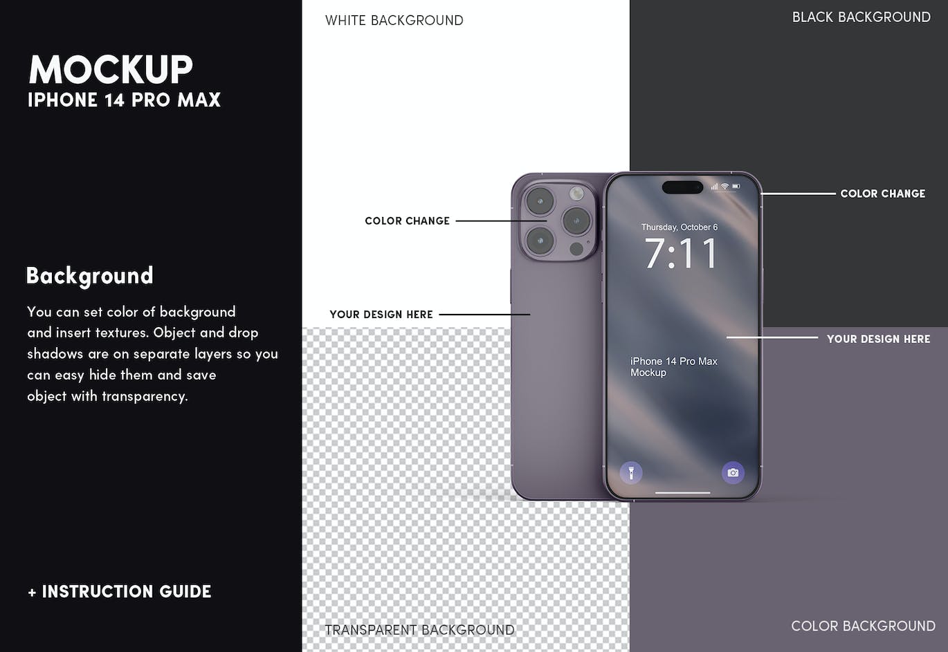 不同角度金属质感iPhone 14 Pro Max样机PSD素材包