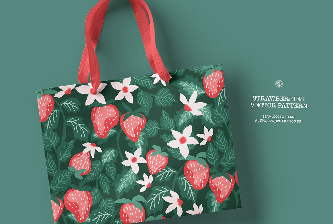 可爱的矢量草莓图案背景素材包（AI,EPS,JPG,SVG）