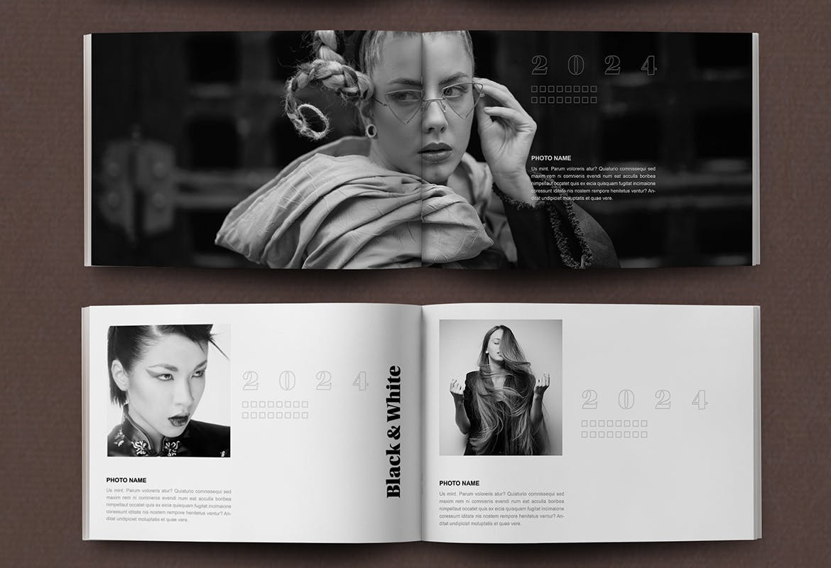 黑白时尚造型画册杂志风格模版素材