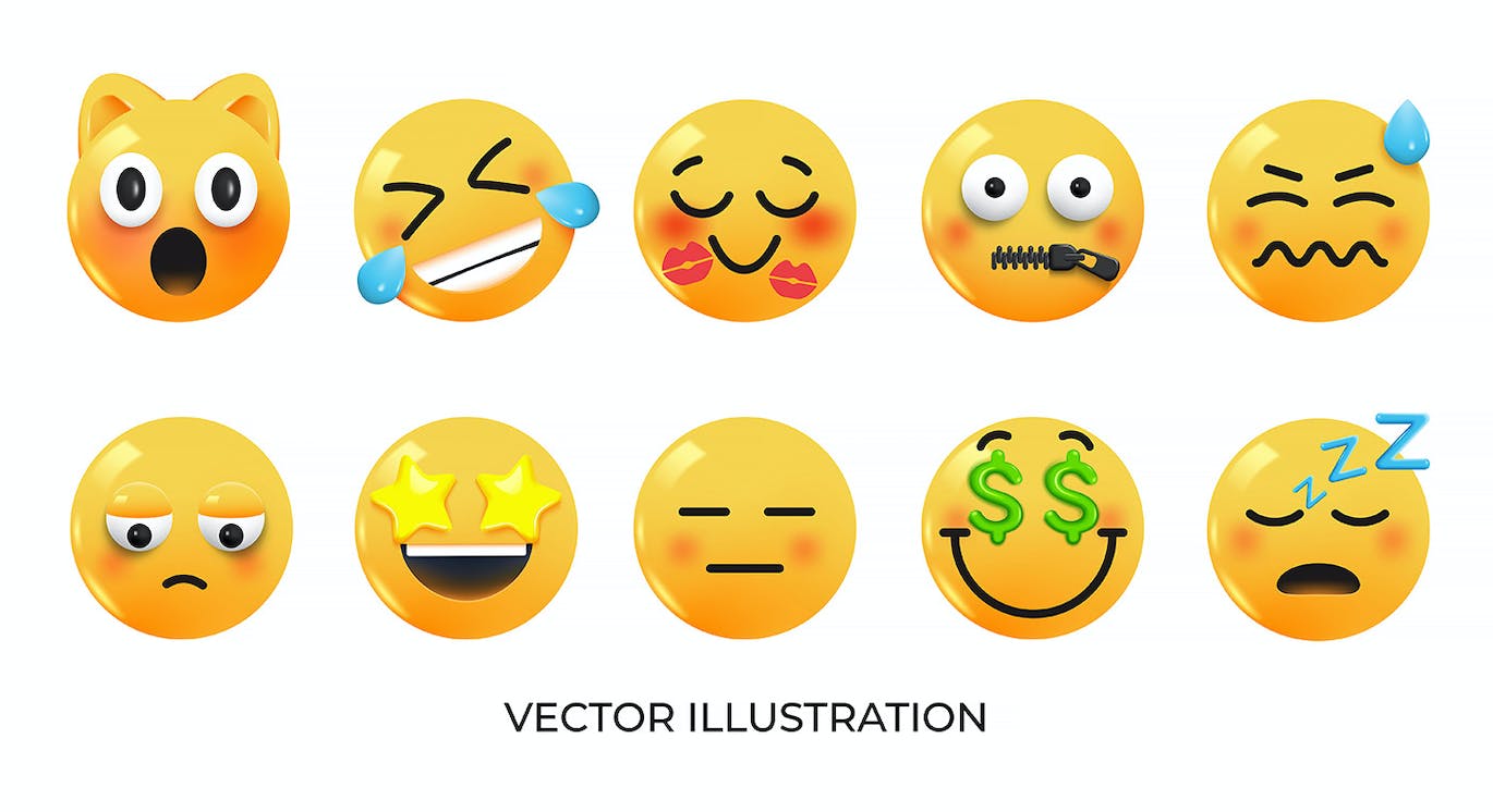 非常有趣的3D矢量风格表情素材包-7 非常有趣的3D矢量风格表情素材包