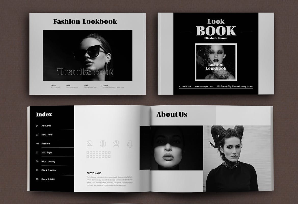 黑白时尚造型画册杂志风格模版素材