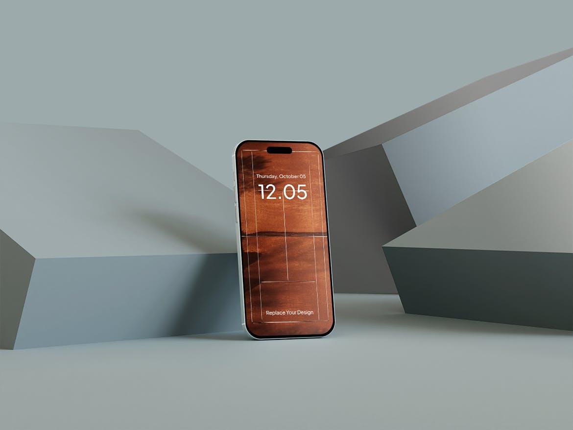 时尚蓝色iPhone 15样机PSD素材包-4 时尚蓝色iPhone 15样机PSD素材包