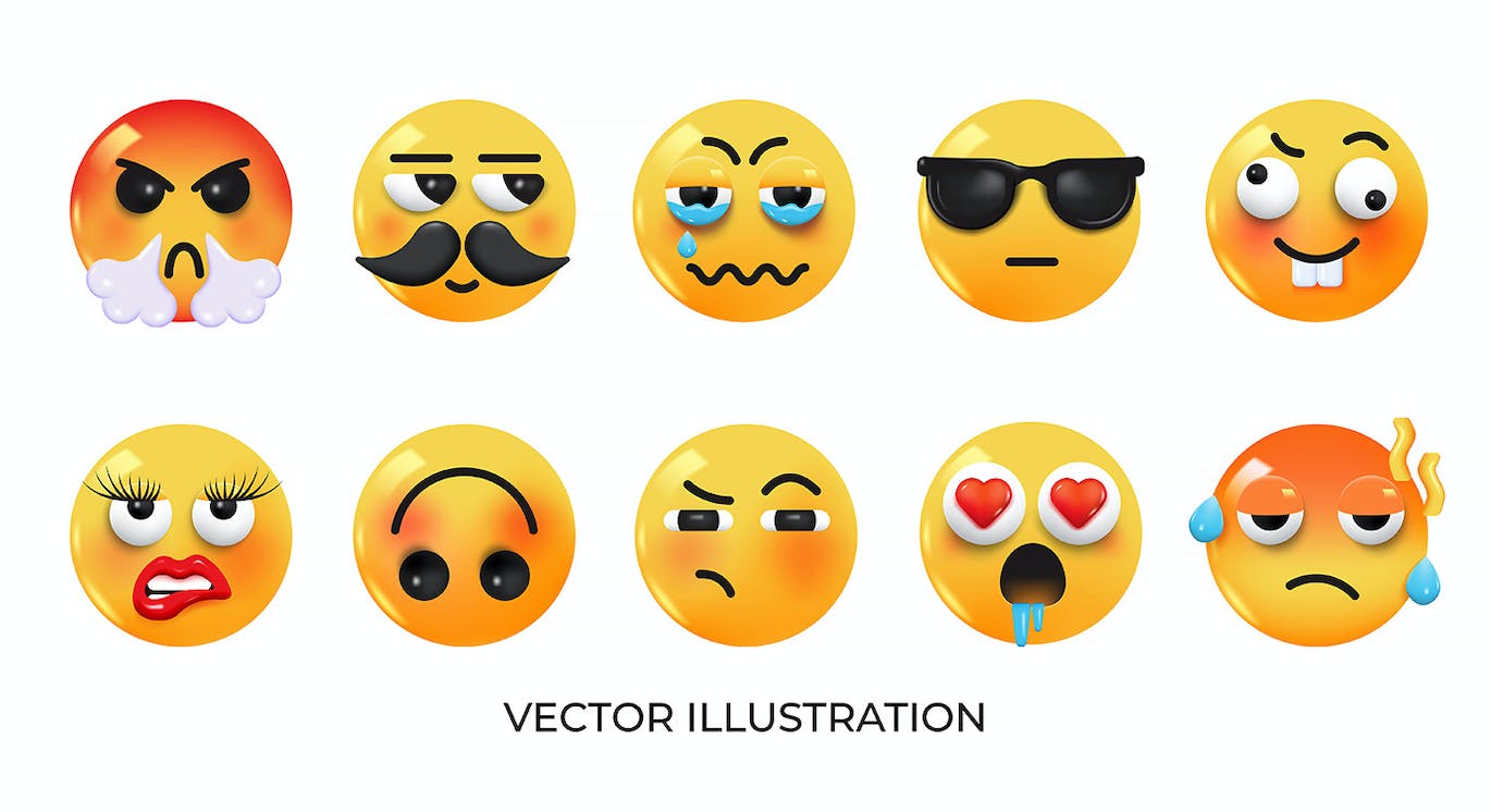 非常有趣的3D矢量风格表情素材包-3 非常有趣的3D矢量风格表情素材包