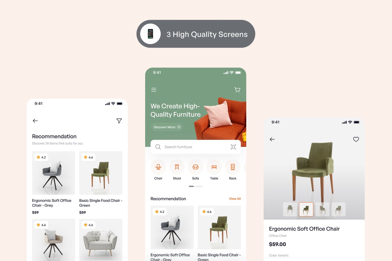 绿色家具市场APP UI KIT素材包（Figma）