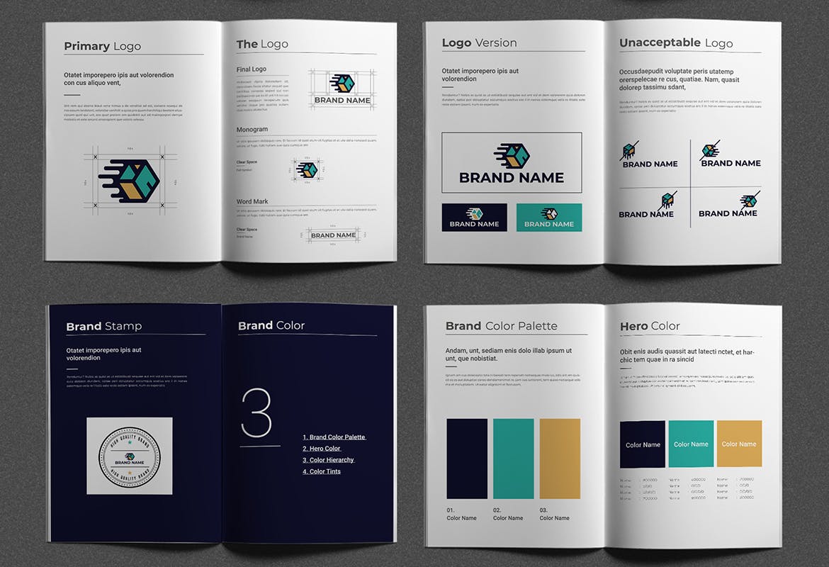 绿色的品牌指南设计画册杂志模版