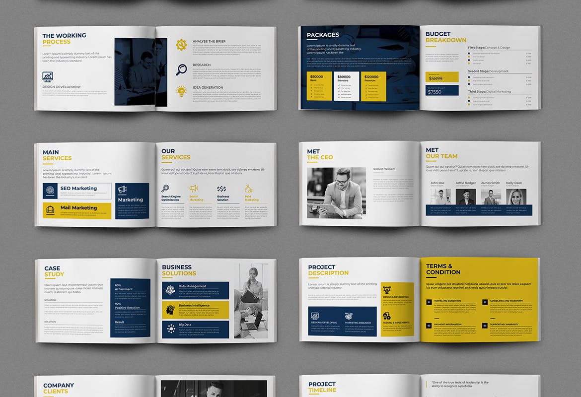 创意蓝黄方案设计画册杂志模版版式素材-2 创意蓝黄方案设计画册杂志模版版式素材