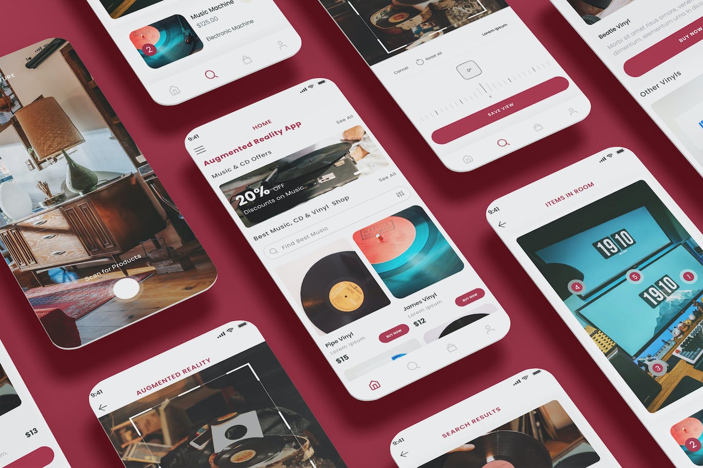 5个音乐播放音乐搜和音乐商店主题APP UI Kit素材包