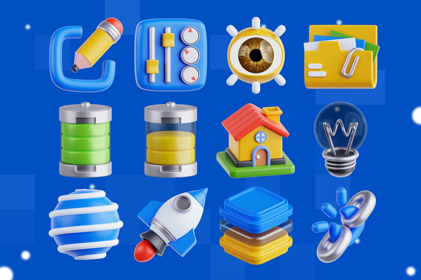 常用有质感的3D图标素材包（PNG,FBX）