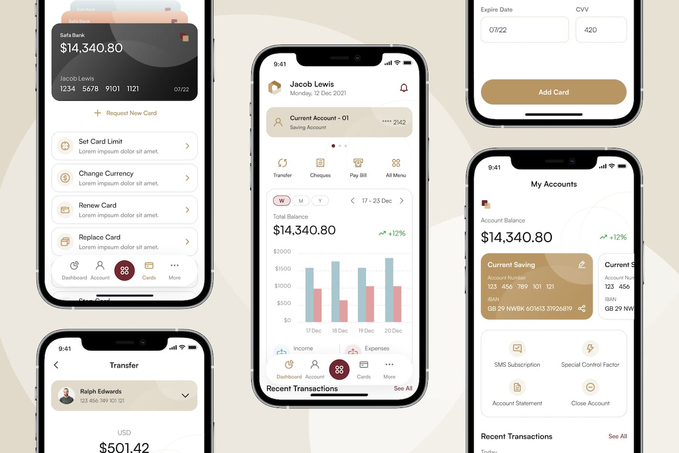 金色银行金融移动应用APP UI界面素材包（Figma）