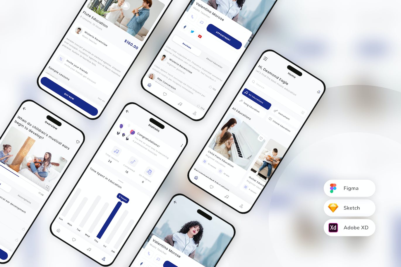 音乐教育移动APP UI KIT素材包（SKETCH,FIGMA,XD）
