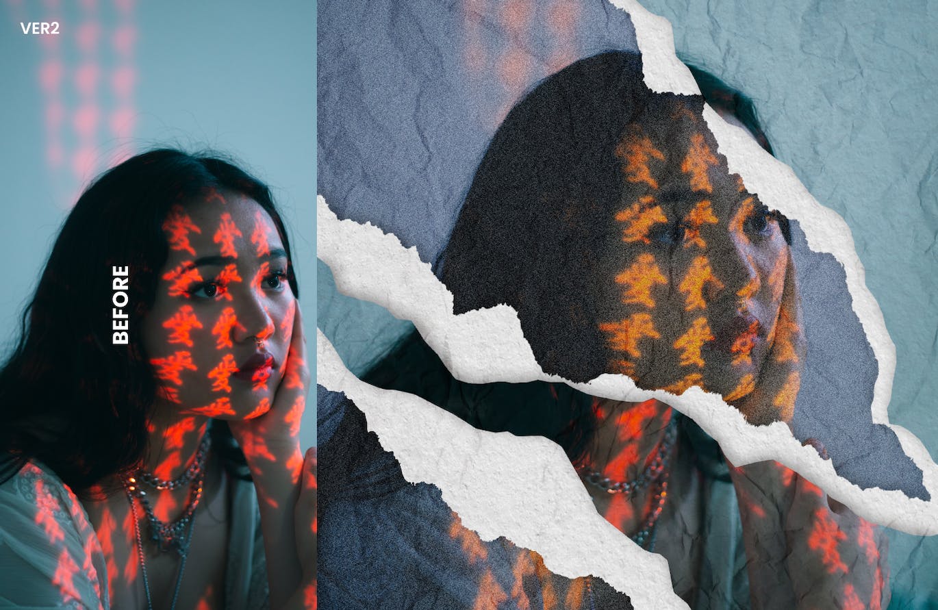 一键在Photoshop中生成逼真的撕纸效果