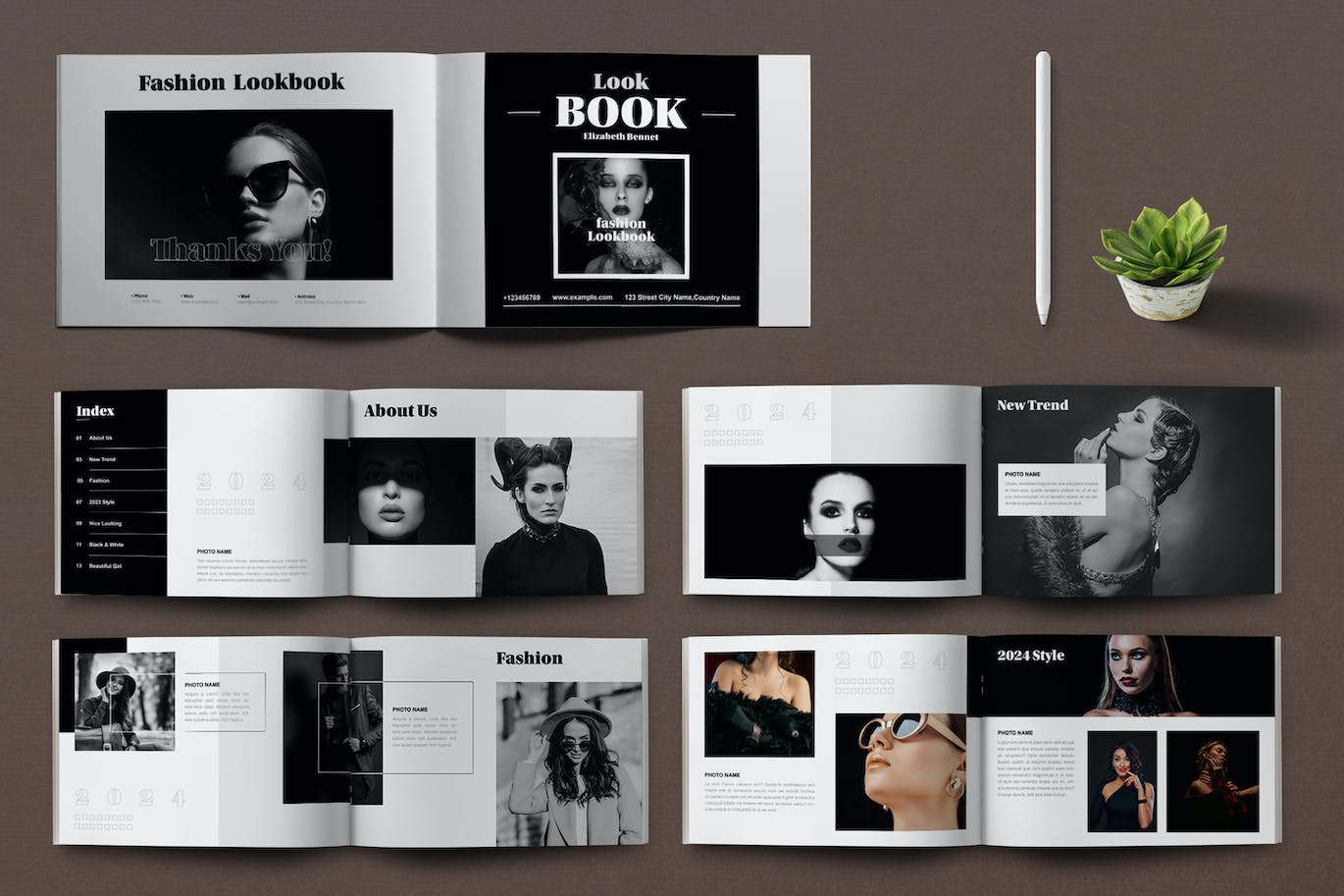 黑白时尚造型画册杂志风格模版素材