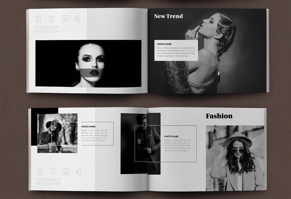 黑白时尚造型画册杂志风格模版素材