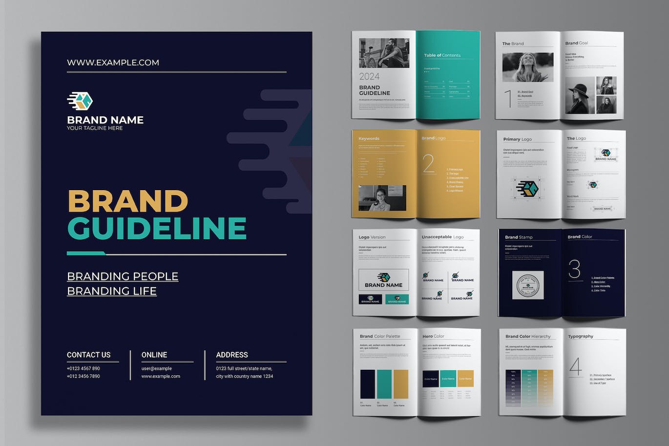 绿色的品牌指南设计画册杂志模版