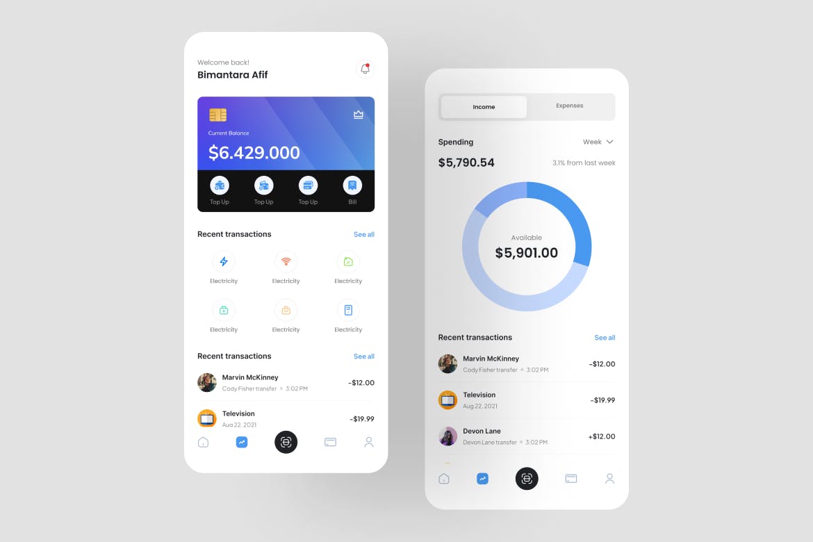 蓝色电子钱包APP UI界面素材包（Figma）