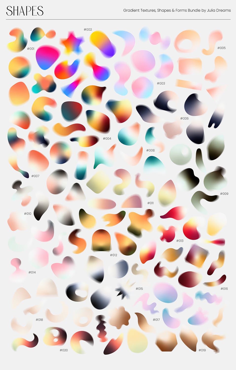 非常适合包装设计的渐变纹理形状3D对象图片素材包