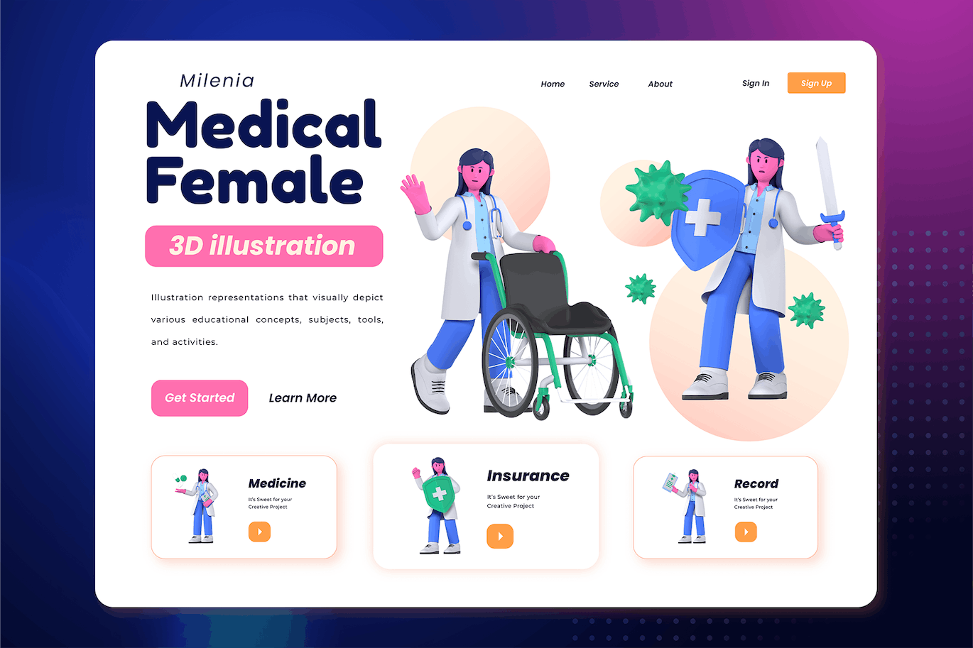 医学女性3D插画素材包（PNG,Blender）