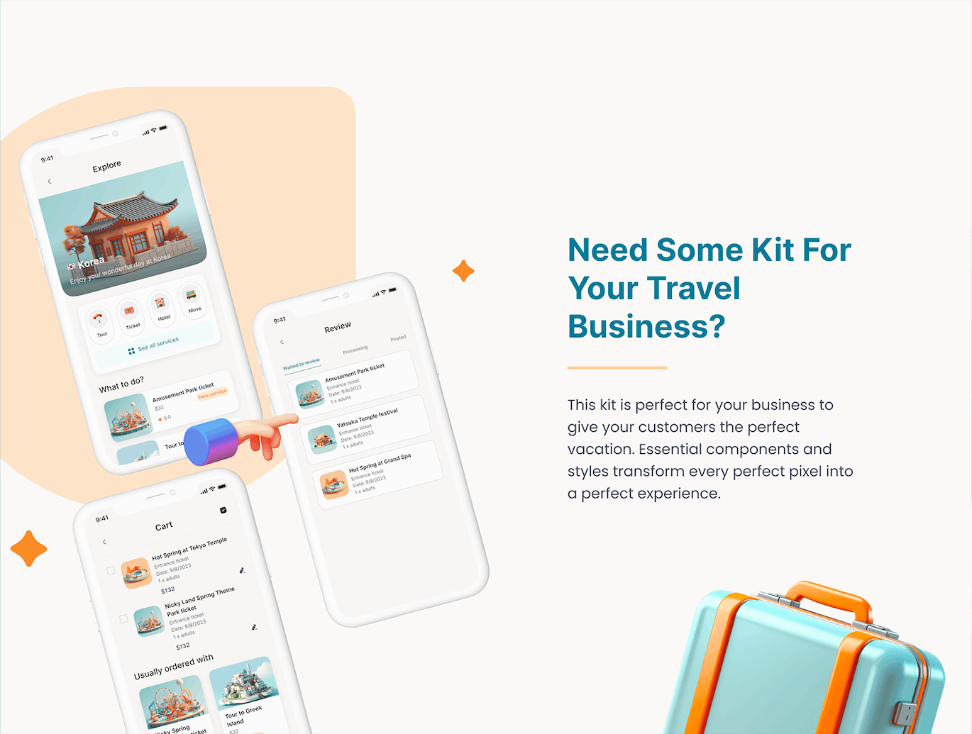 绿色旅游服务应用App UI Kit（Figma）