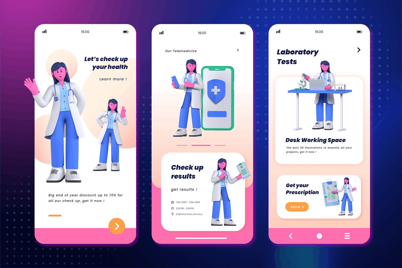 医学女性3D插画素材包（PNG,Blender）