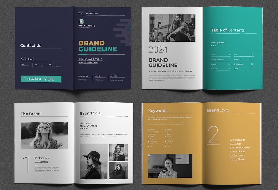 绿色的品牌指南设计画册杂志模版