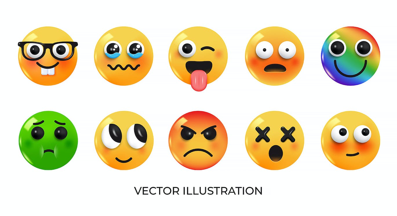 非常有趣的3D矢量风格表情素材包-11 非常有趣的3D矢量风格表情素材包