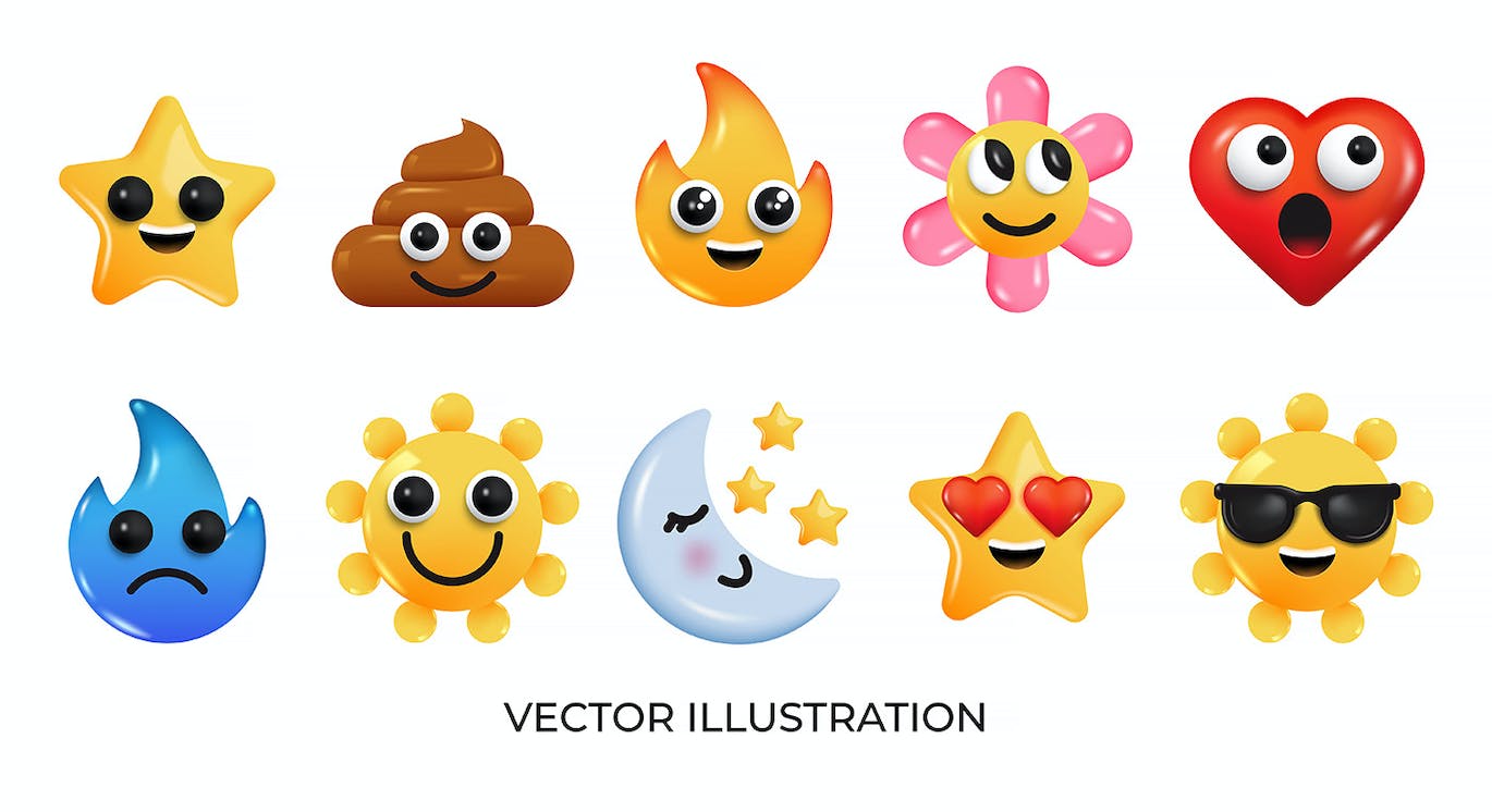 非常有趣的3D矢量风格表情素材包-4 非常有趣的3D矢量风格表情素材包