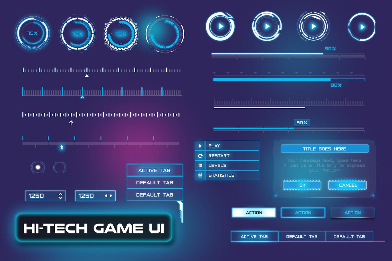 科幻游戏HUD UI界面PSD素材包