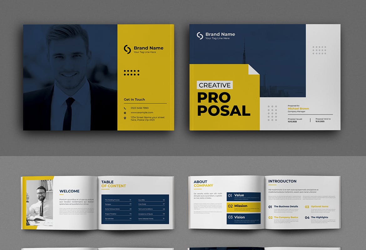 创意蓝黄方案设计画册杂志模版版式素材-4 创意蓝黄方案设计画册杂志模版版式素材