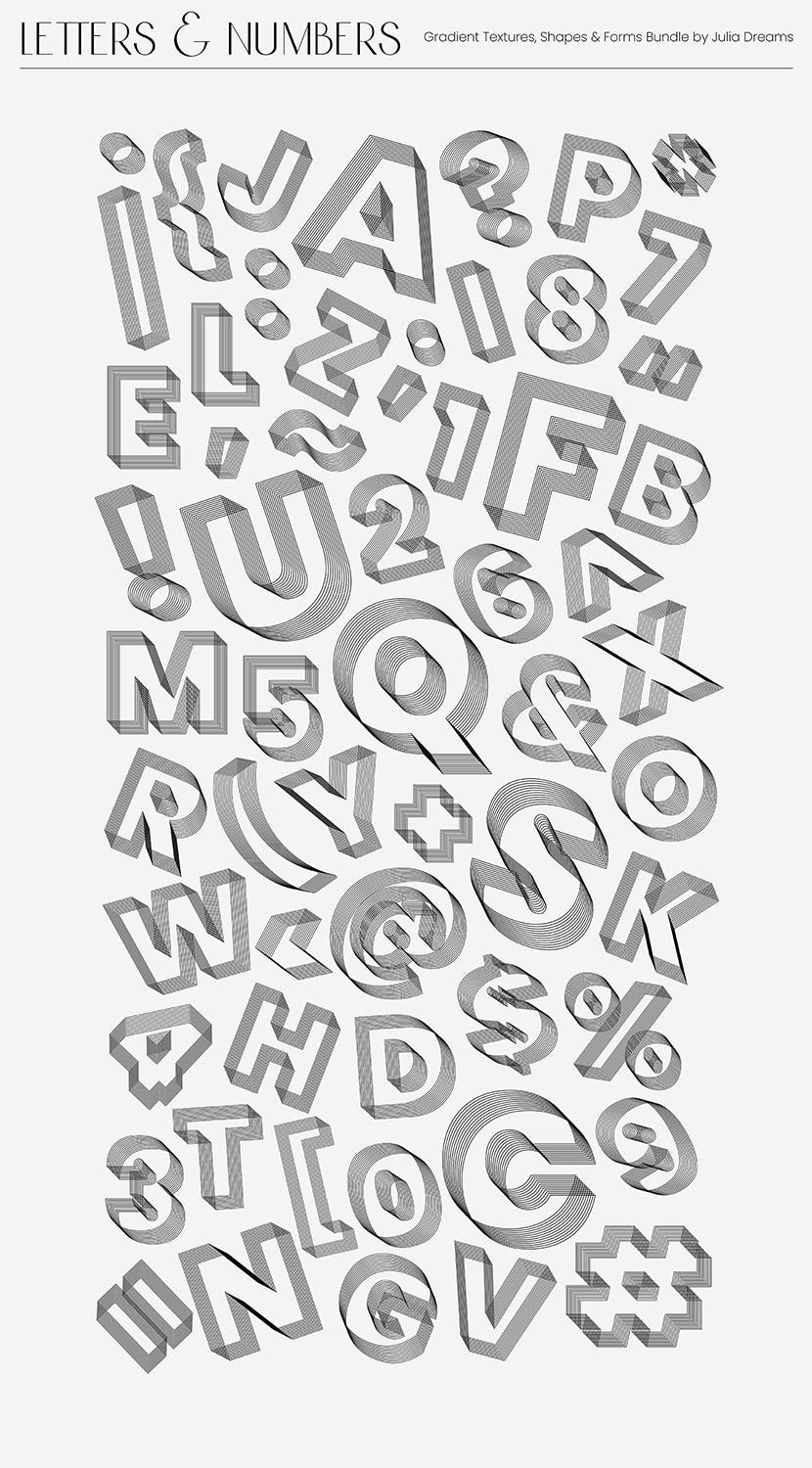 非常适合包装设计的渐变纹理形状3D对象图片素材包