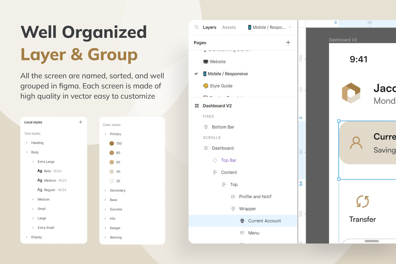 金色银行金融移动应用APP UI界面素材包（Figma）