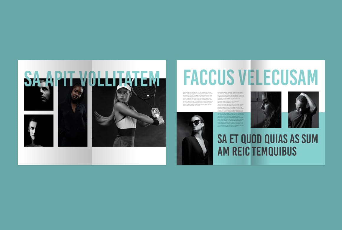 干净简洁的蒂芙尼蓝杂志画册模版素材包