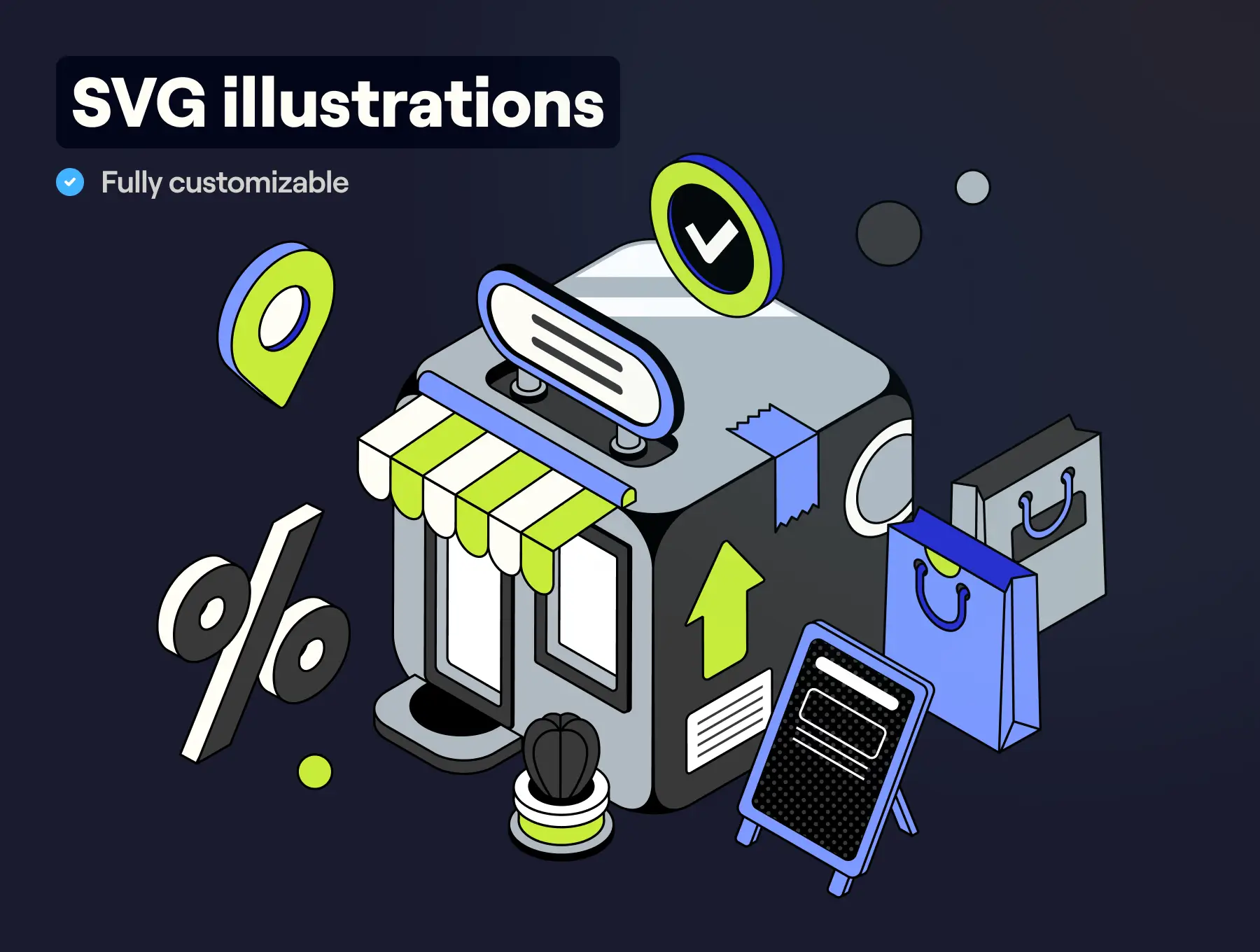 8个2.5D不同类别矢量插画素材包