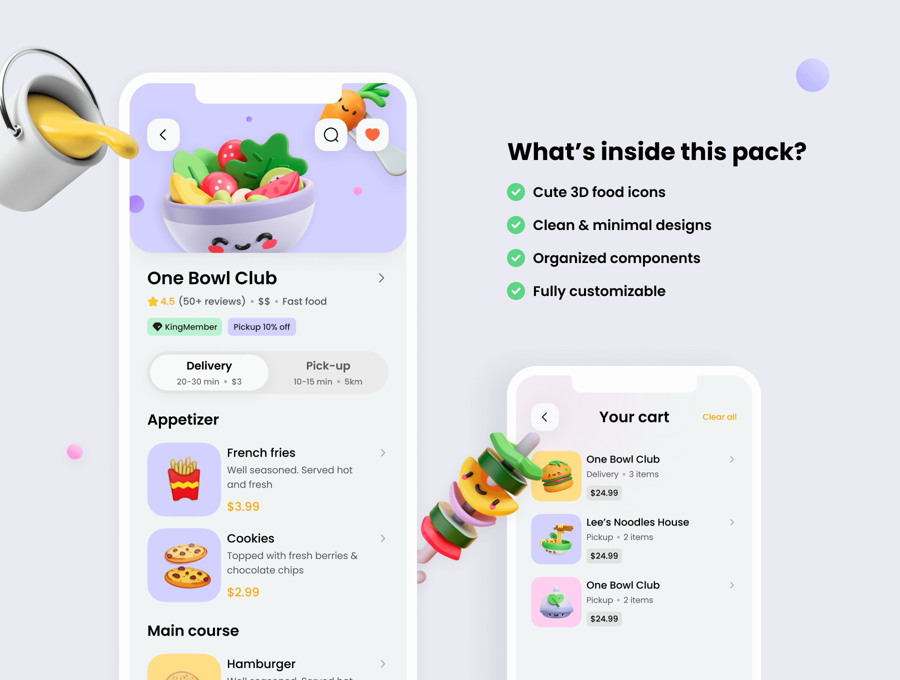 100个炫丽多彩食品配送主题APP UI界面素材包