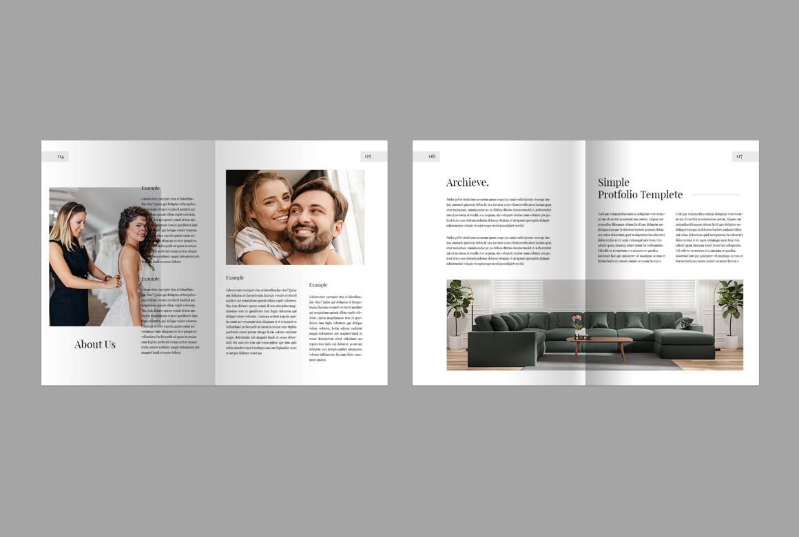 简洁的作品集杂志画册模版素材包