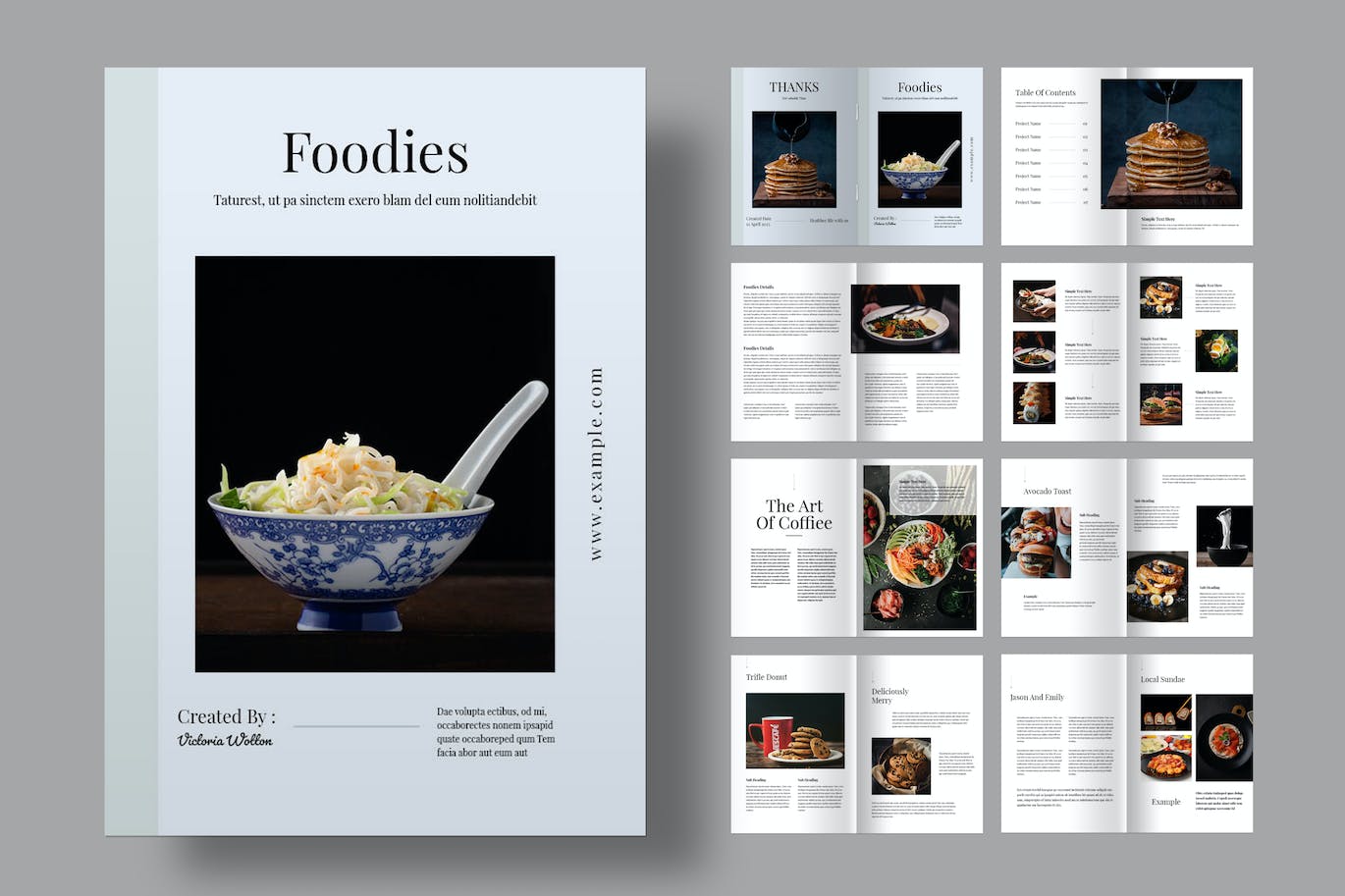 漂亮的适合美食主题的杂志画册模版素材